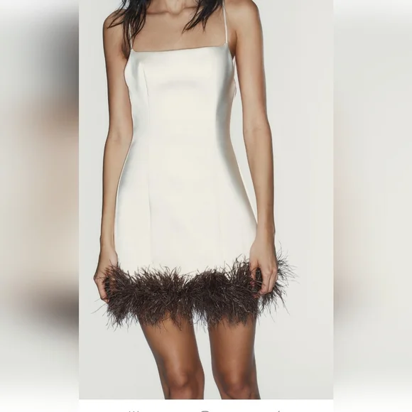 Zara Feather Trim Dress - Picture 3 of 4